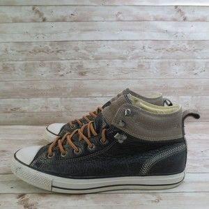 Converse Shoes Mens 11.5 Black Gray Chuck Taylor All Star Hiker Leather Suede